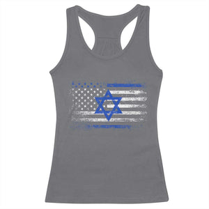 Proud Israeli American Racerback Tank Top Patriotic Israeli USA Flag TS11 Charcoal Print Your Wear