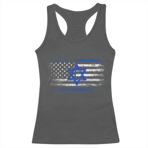 Proud Israeli American Racerback Tank Top Patriotic Israeli USA Flag TS11 Dark Heather Print Your Wear