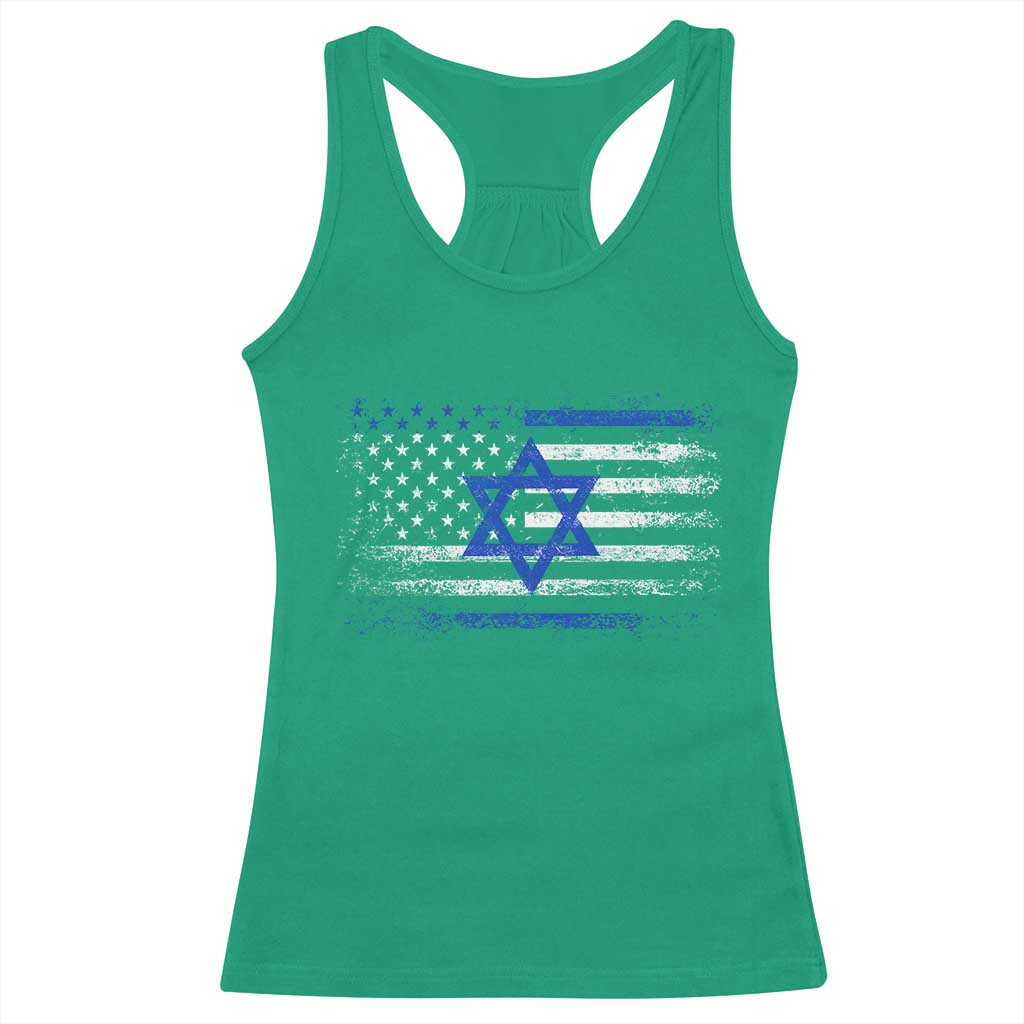 Proud Israeli American Racerback Tank Top Patriotic Israeli USA Flag TS11 Irish Green Print Your Wear