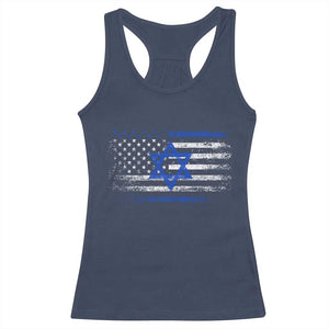 Proud Israeli American Racerback Tank Top Patriotic Israeli USA Flag TS11 Navy Print Your Wear