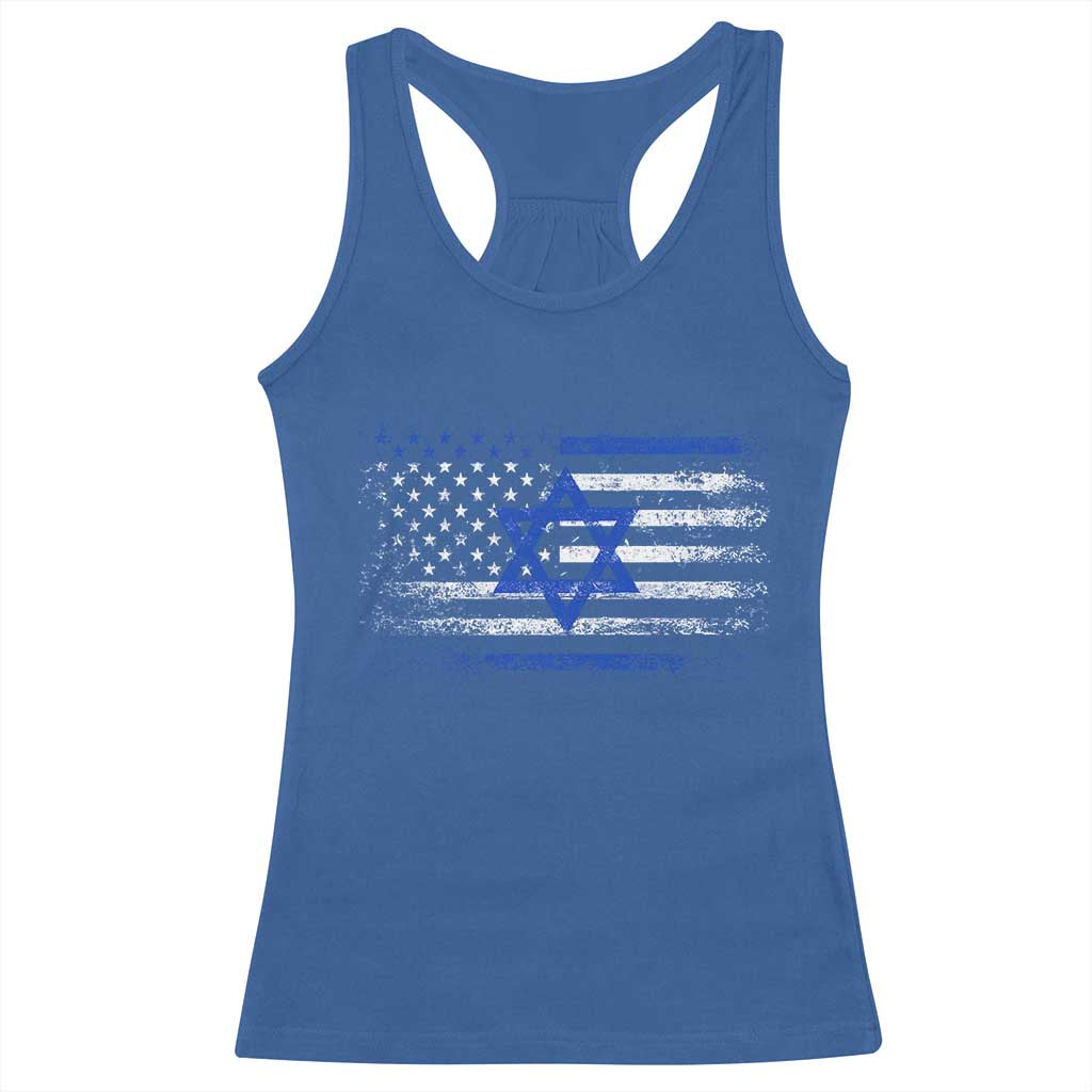 Proud Israeli American Racerback Tank Top Patriotic Israeli USA Flag TS11 Royal Blue Print Your Wear