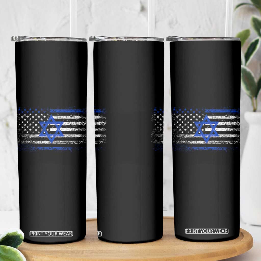 Proud Israeli American Skinny Tumbler Patriotic Israeli USA Flag TS11 Print Your Wear