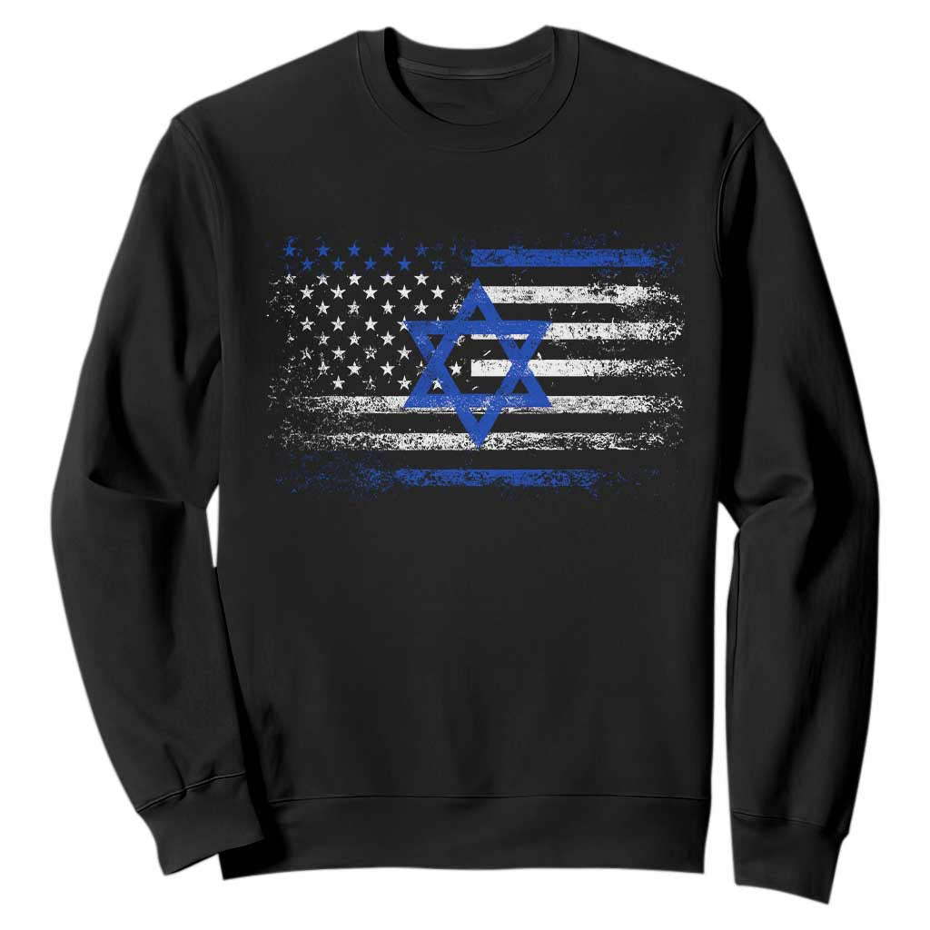Proud Israeli American Sweatshirt Patriotic Israeli USA Flag TS11 Black Print Your Wear