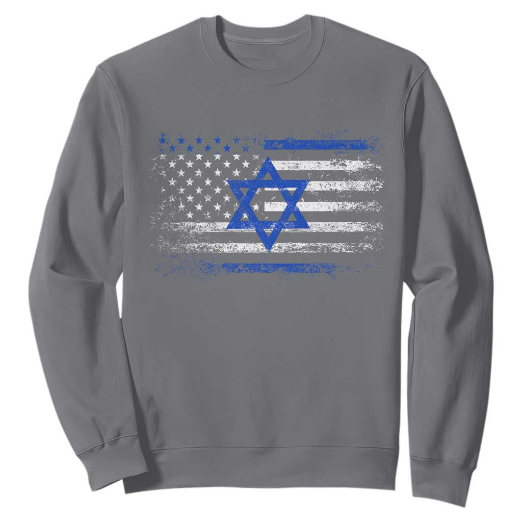 Proud Israeli American Sweatshirt Patriotic Israeli USA Flag TS11 Charcoal Print Your Wear