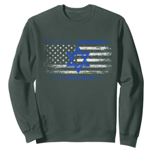 Proud Israeli American Sweatshirt Patriotic Israeli USA Flag TS11 Dark Forest Green Print Your Wear