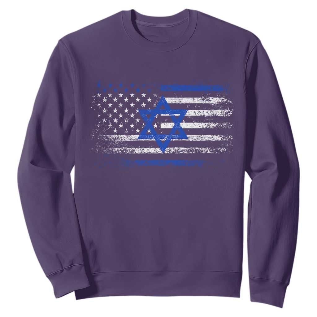 Proud Israeli American Sweatshirt Patriotic Israeli USA Flag TS11 Purple Print Your Wear