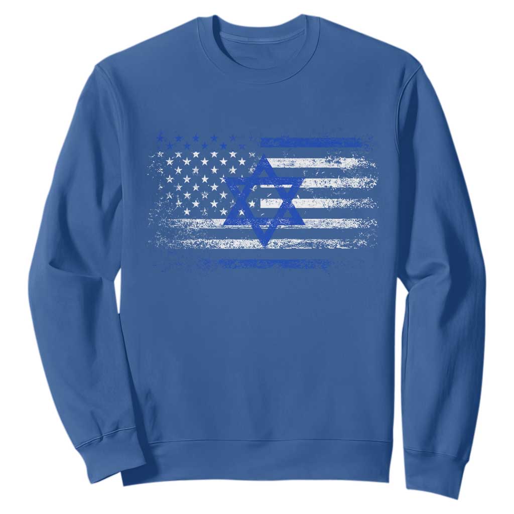 Proud Israeli American Sweatshirt Patriotic Israeli USA Flag TS11 Royal Blue Print Your Wear