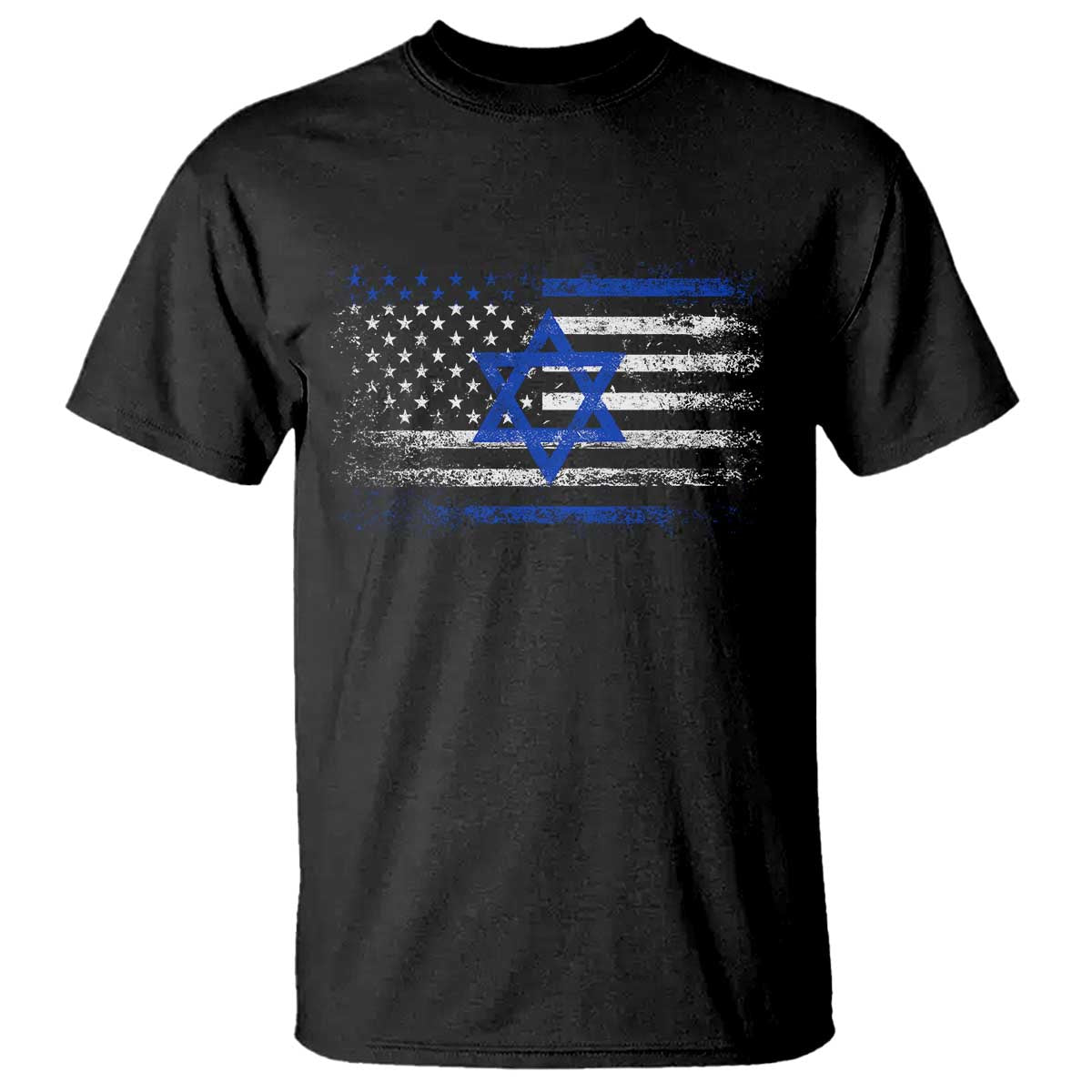 Proud Israeli American T Shirt Patriotic Israeli USA Flag TS11 Black Print Your Wear