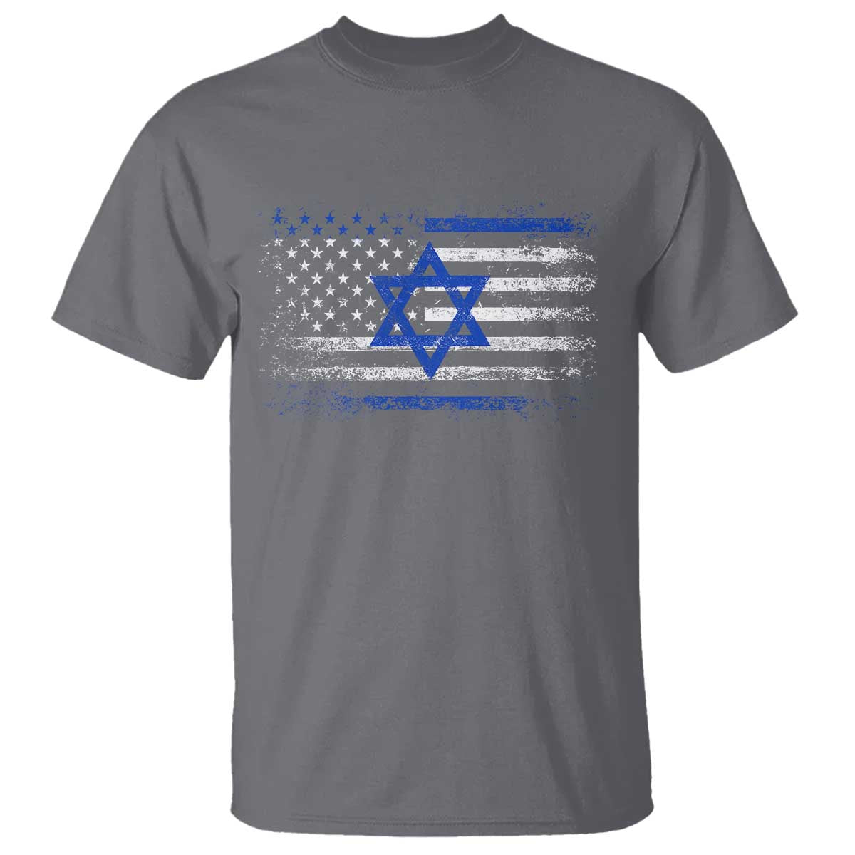 Proud Israeli American T Shirt Patriotic Israeli USA Flag TS11 Charcoal Print Your Wear