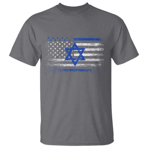 Proud Israeli American T Shirt Patriotic Israeli USA Flag TS11 Charcoal Print Your Wear