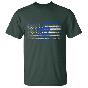 Proud Israeli American T Shirt Patriotic Israeli USA Flag TS11 Dark Forest Green Print Your Wear