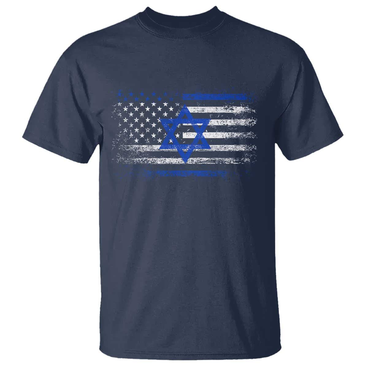 Proud Israeli American T Shirt Patriotic Israeli USA Flag TS11 Navy Print Your Wear