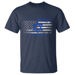 Proud Israeli American T Shirt Patriotic Israeli USA Flag TS11 Navy Print Your Wear