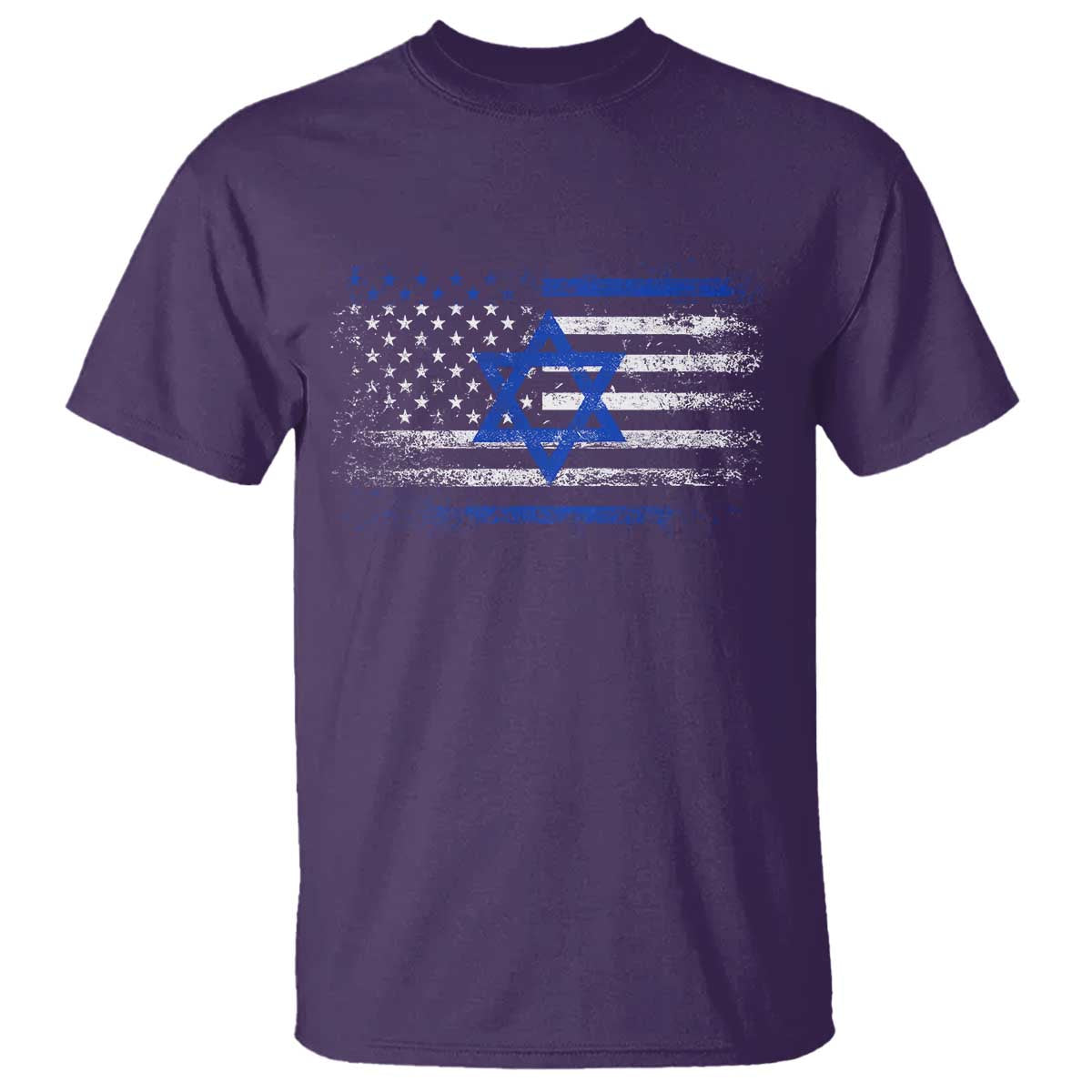 Proud Israeli American T Shirt Patriotic Israeli USA Flag TS11 Purple Print Your Wear