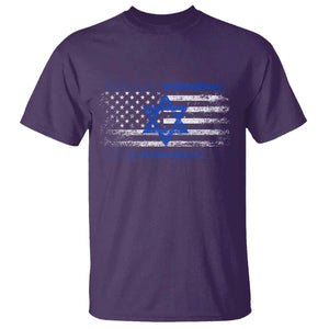 Proud Israeli American T Shirt Patriotic Israeli USA Flag TS11 Purple Print Your Wear