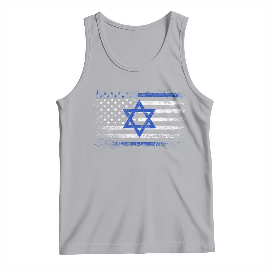 Proud Israeli American Tank Top Patriotic Israeli USA Flag TS11 Athletic Heather Print Your Wear