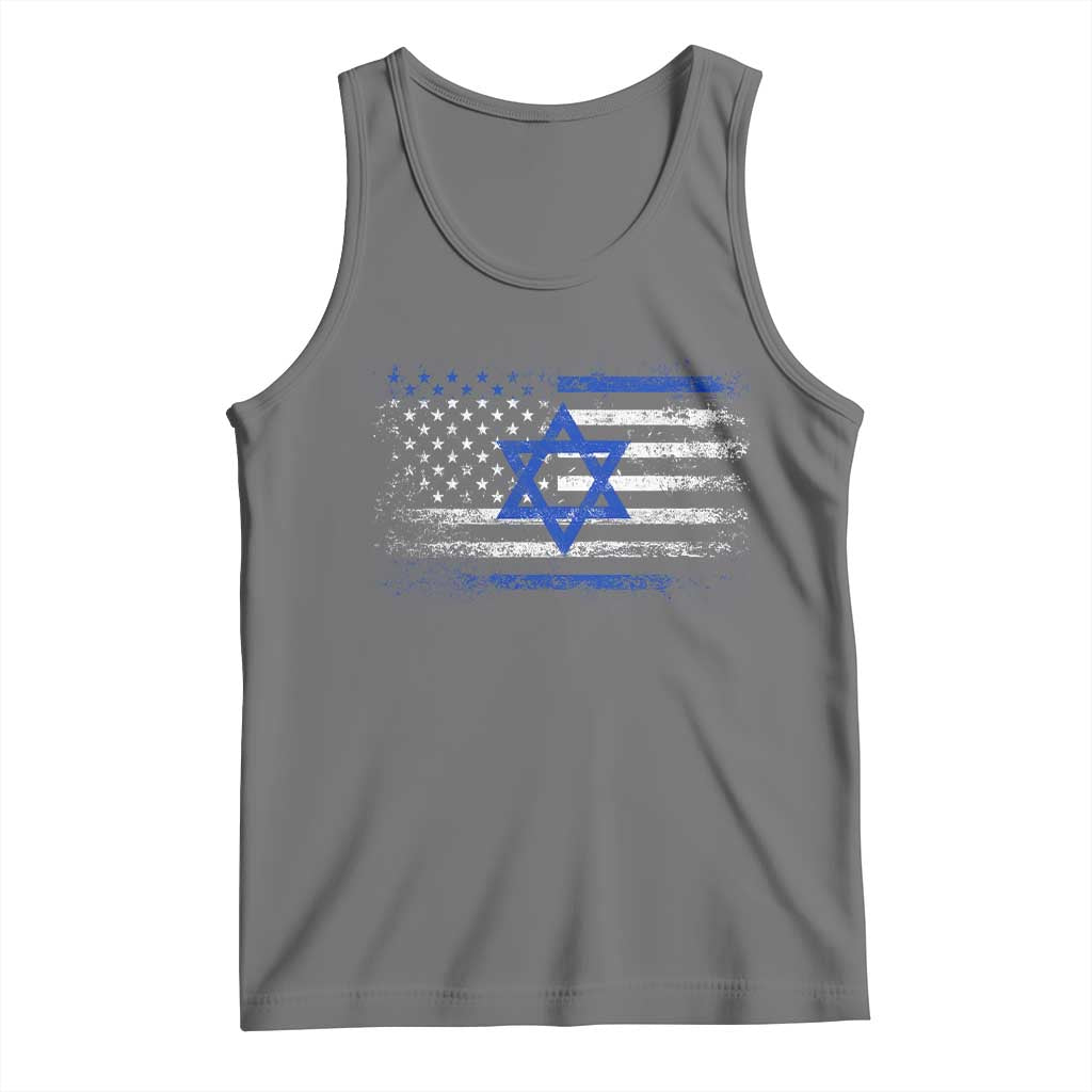 Proud Israeli American Tank Top Patriotic Israeli USA Flag TS11 Black Heather Print Your Wear