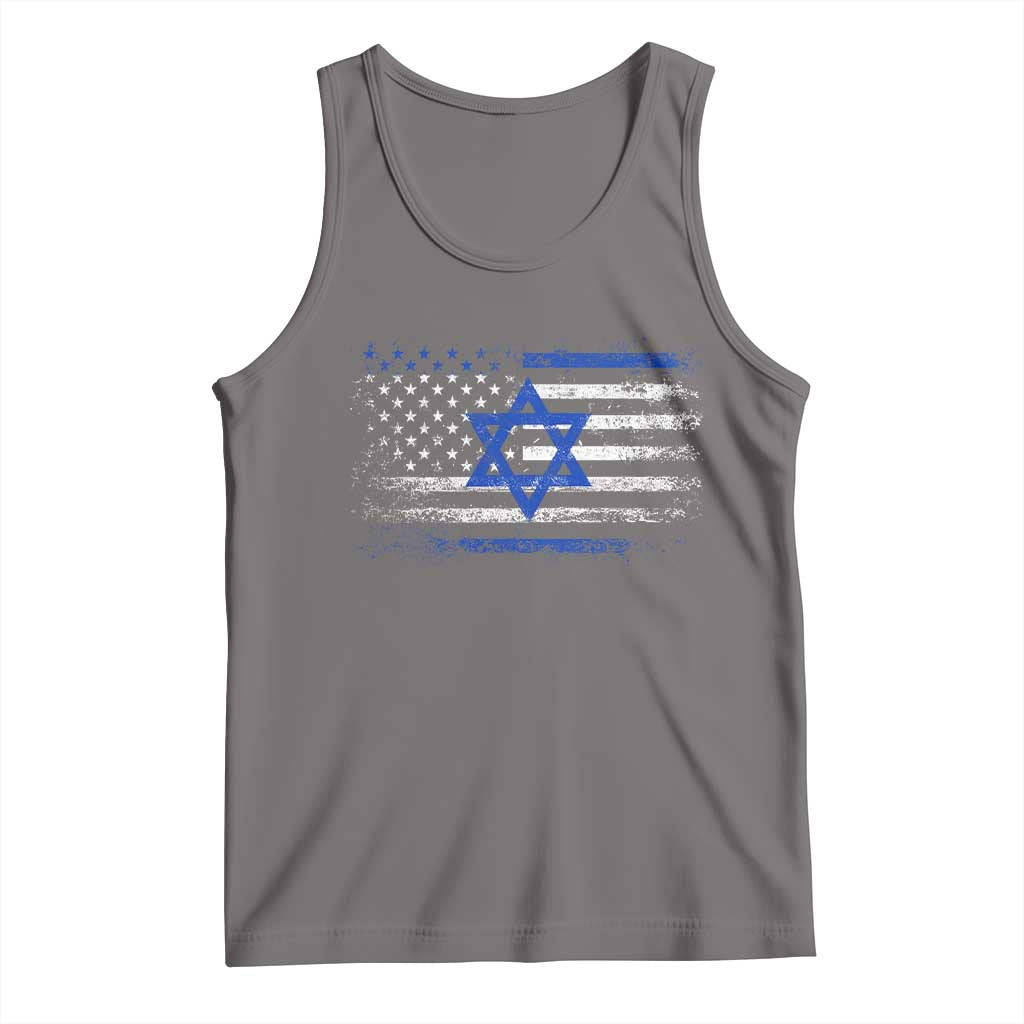 Proud Israeli American Tank Top Patriotic Israeli USA Flag TS11 Deep Heather Print Your Wear