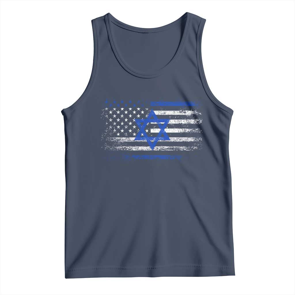 Proud Israeli American Tank Top Patriotic Israeli USA Flag TS11 Navy Print Your Wear