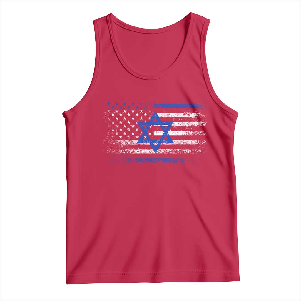 Proud Israeli American Tank Top Patriotic Israeli USA Flag TS11 Red Print Your Wear