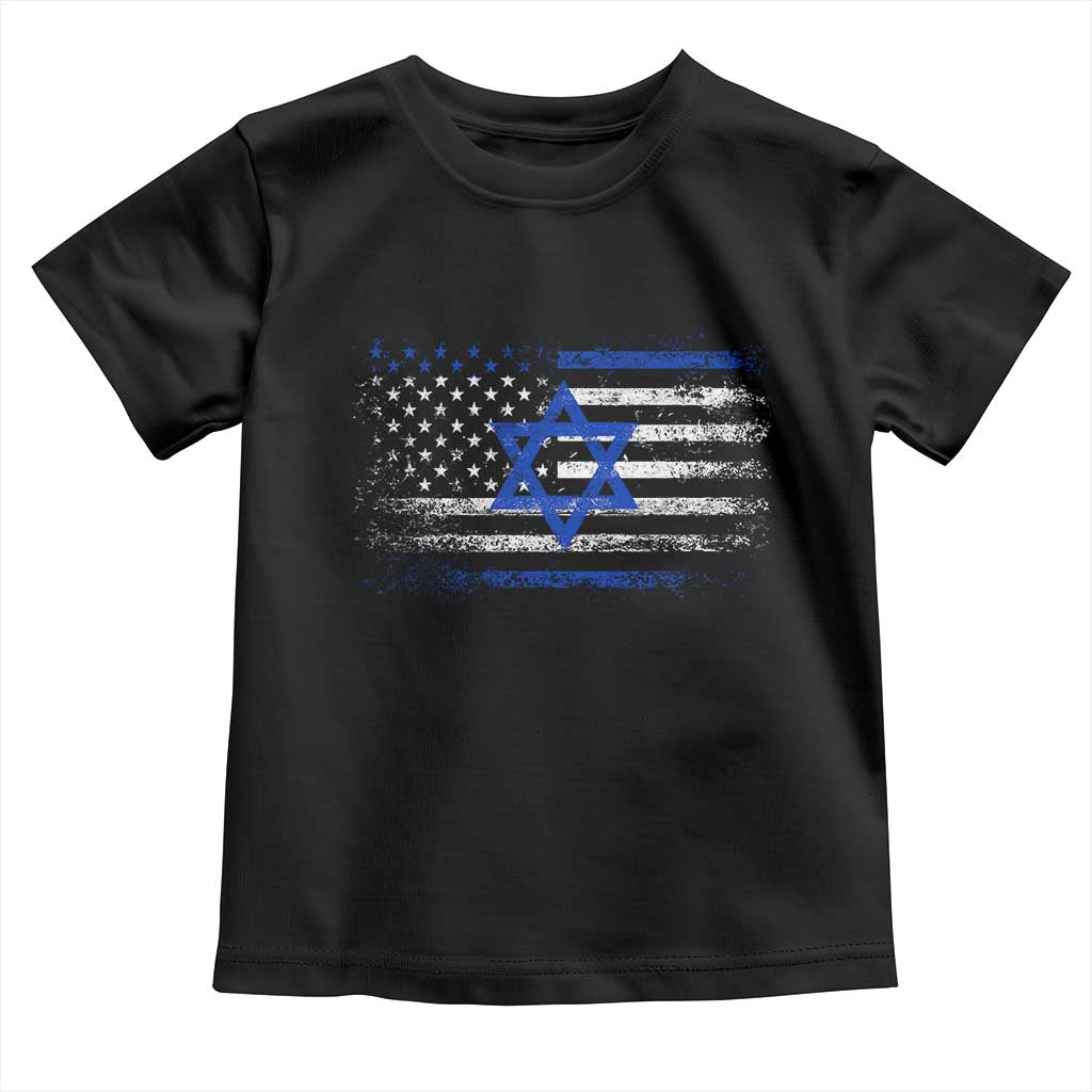Proud Israeli American Toddler T Shirt Patriotic Israeli USA Flag TS11 Black Print Your Wear