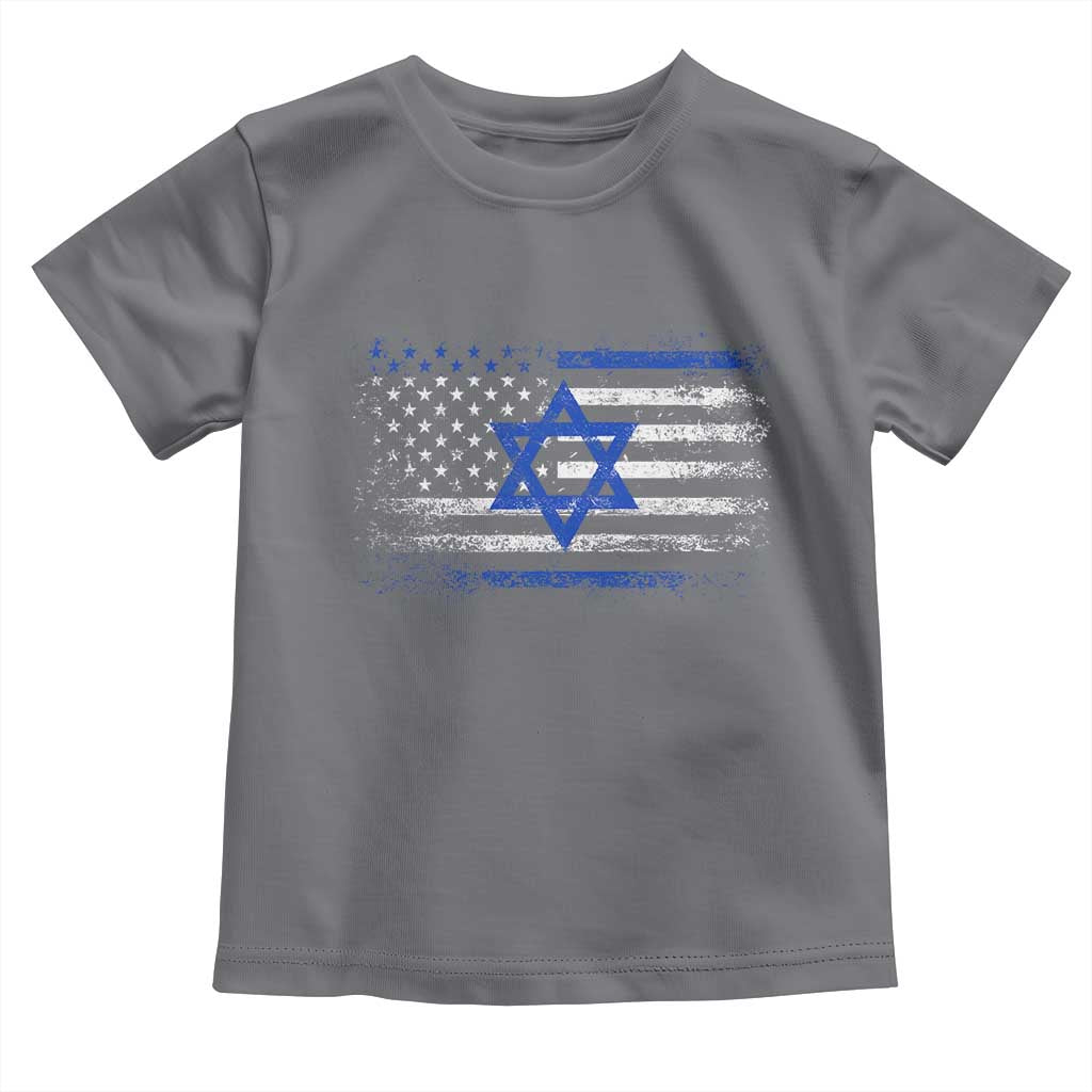 Proud Israeli American Toddler T Shirt Patriotic Israeli USA Flag TS11 Charcoal Print Your Wear