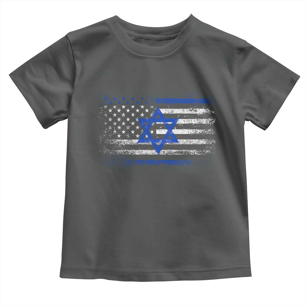 Proud Israeli American Toddler T Shirt Patriotic Israeli USA Flag TS11 Dark Heather Print Your Wear
