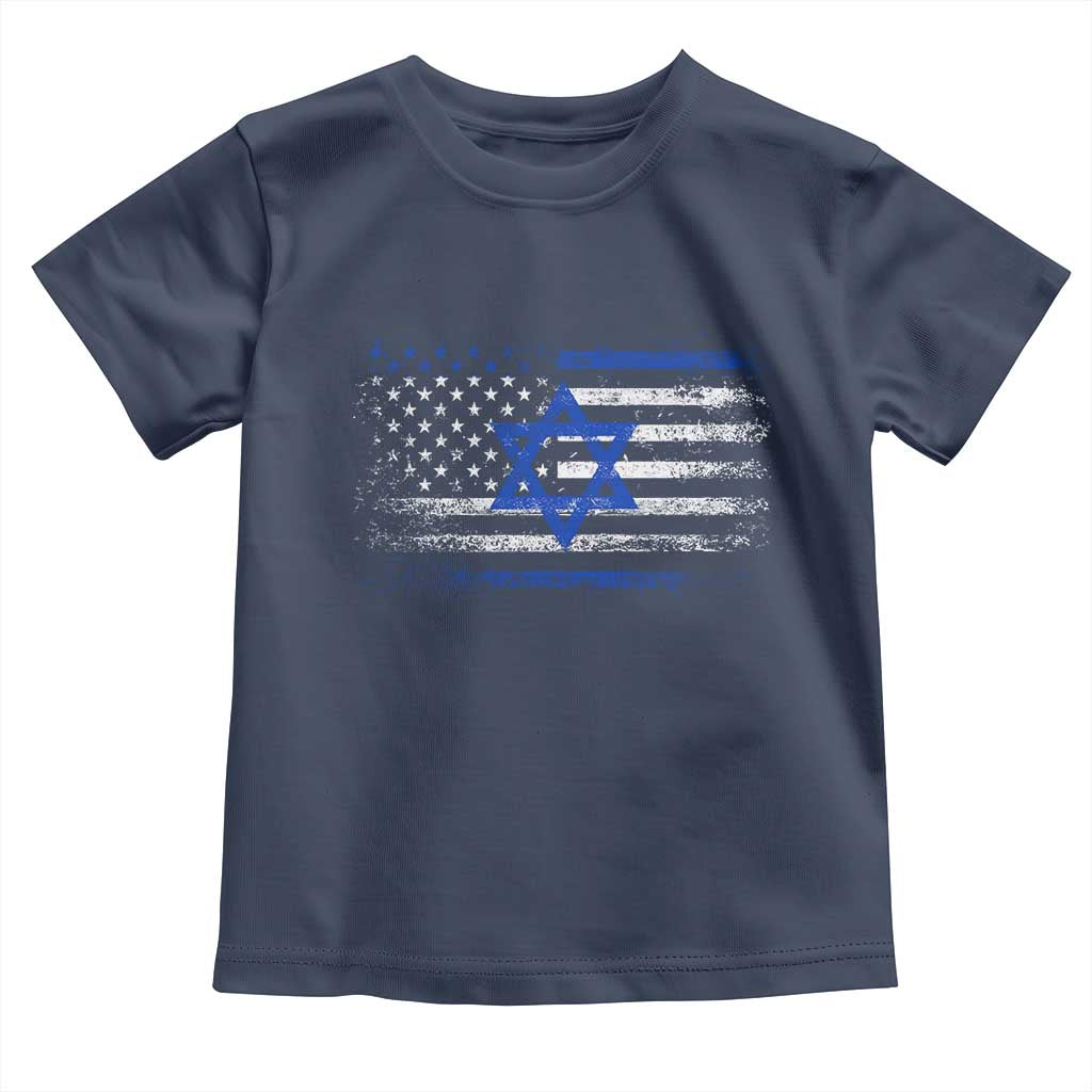 Proud Israeli American Toddler T Shirt Patriotic Israeli USA Flag TS11 Navy Print Your Wear