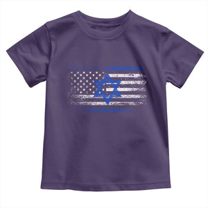 Proud Israeli American Toddler T Shirt Patriotic Israeli USA Flag TS11 Purple Print Your Wear