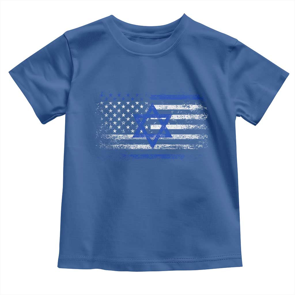 Proud Israeli American Toddler T Shirt Patriotic Israeli USA Flag TS11 Royal Blue Print Your Wear