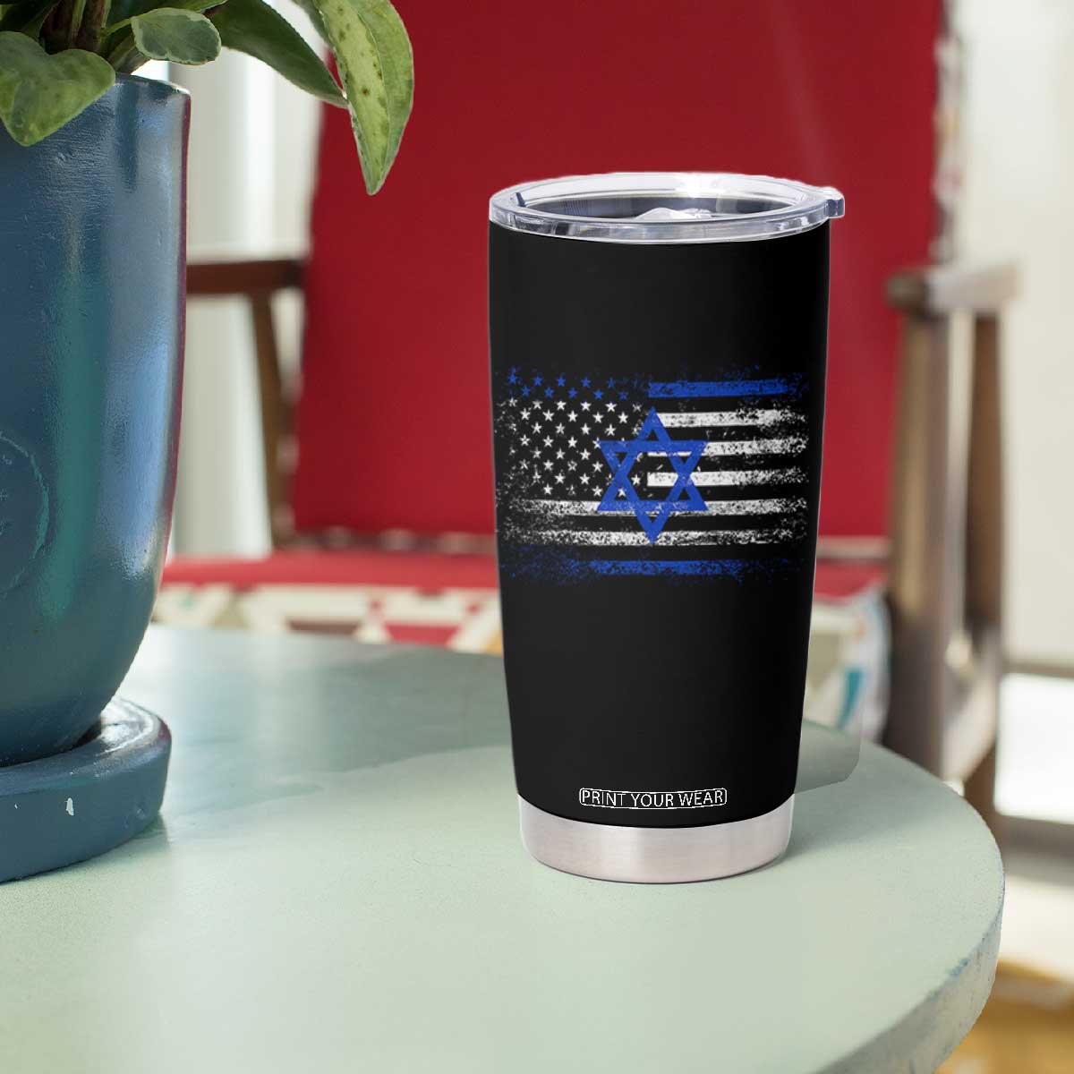 Proud Israeli American Tumbler Cup Patriotic Israeli USA Flag TS11 Print Your Wear