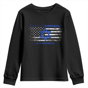 Proud Israeli American Youth Sweatshirt Patriotic Israeli USA Flag TS11 Black Print Your Wear