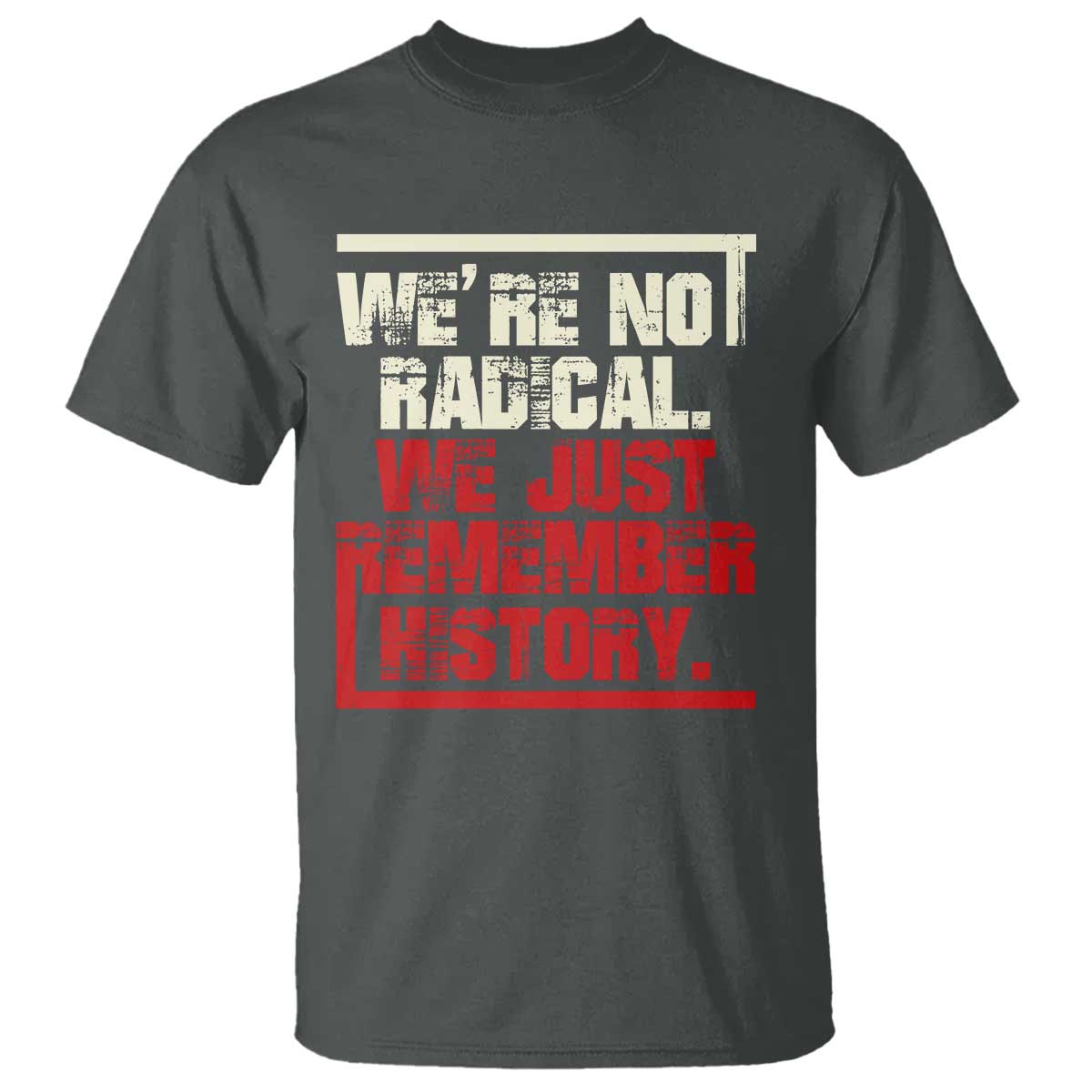We Are Not Radical We Just Remember History T Shirt TS11 Dark Heather Print Your Wear