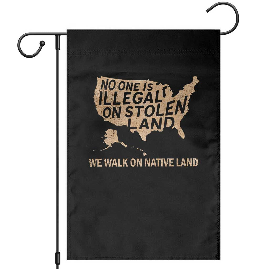 No One Is Illegal On Stolen Land Garden Flag We Walk On Native Land Vintage American Map TS11 Black Print Your Wear