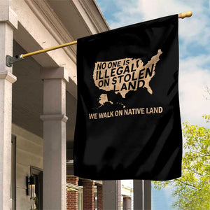 No One Is Illegal On Stolen Land Garden Flag We Walk On Native Land Vintage American Map TS11 Print Your Wear