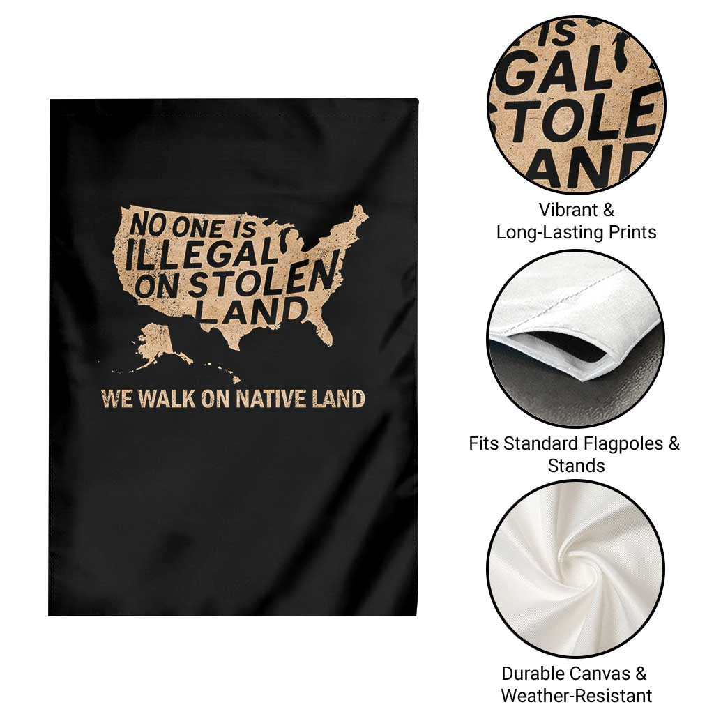No One Is Illegal On Stolen Land Garden Flag We Walk On Native Land Vintage American Map TS11 Print Your Wear
