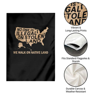No One Is Illegal On Stolen Land Garden Flag We Walk On Native Land Vintage American Map TS11 Print Your Wear