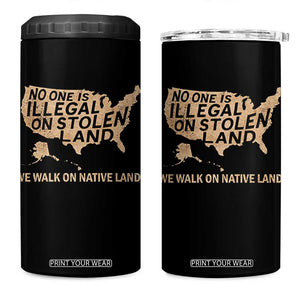 No One Is Illegal On Stolen Land 4 in 1 Can Cooler Tumbler We Walk On Native Land Vintage American Map TS11 One Size: 16 oz Black Print Your Wear