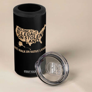No One Is Illegal On Stolen Land 4 in 1 Can Cooler Tumbler We Walk On Native Land Vintage American Map TS11 Print Your Wear