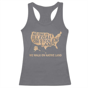 No One Is Illegal On Stolen Land Racerback Tank Top We Walk On Native Land Vintage American Map TS11 Charcoal Print Your Wear