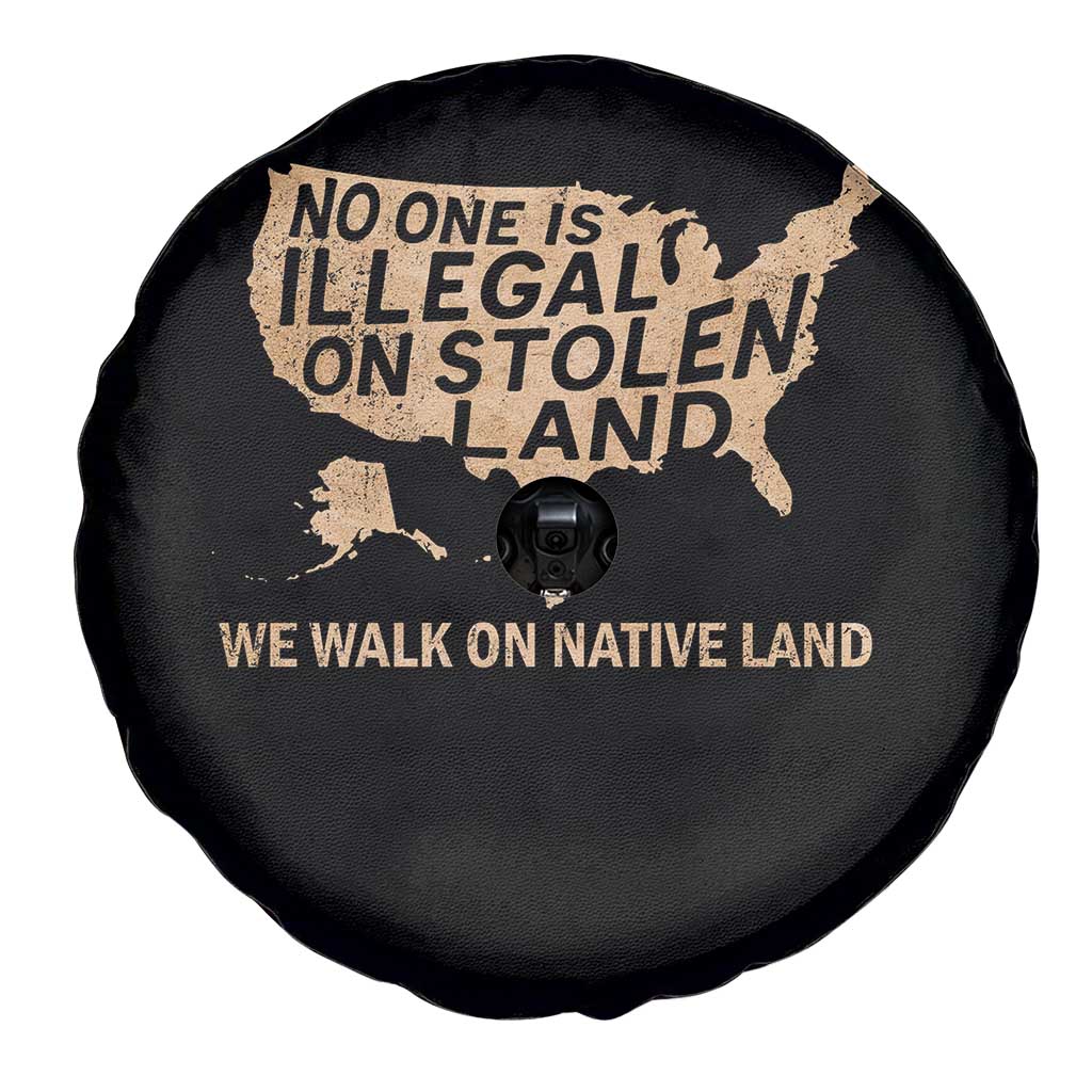 No One Is Illegal On Stolen Land Spare Tire Cover We Walk On Native Land Vintage American Map TS11 Print Your Wear