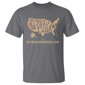 No One Is Illegal On Stolen Land T Shirt We Walk On Native Land Vintage American Map TS11 Charcoal Print Your Wear
