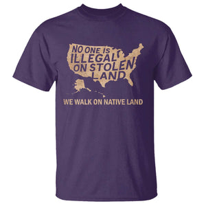 No One Is Illegal On Stolen Land T Shirt We Walk On Native Land Vintage American Map TS11 Purple Print Your Wear