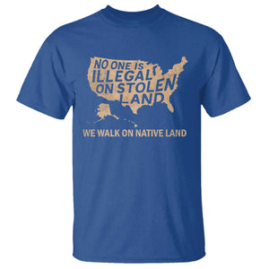No One Is Illegal On Stolen Land T Shirt We Walk On Native Land Vintage American Map TS11 Royal Blue Print Your Wear