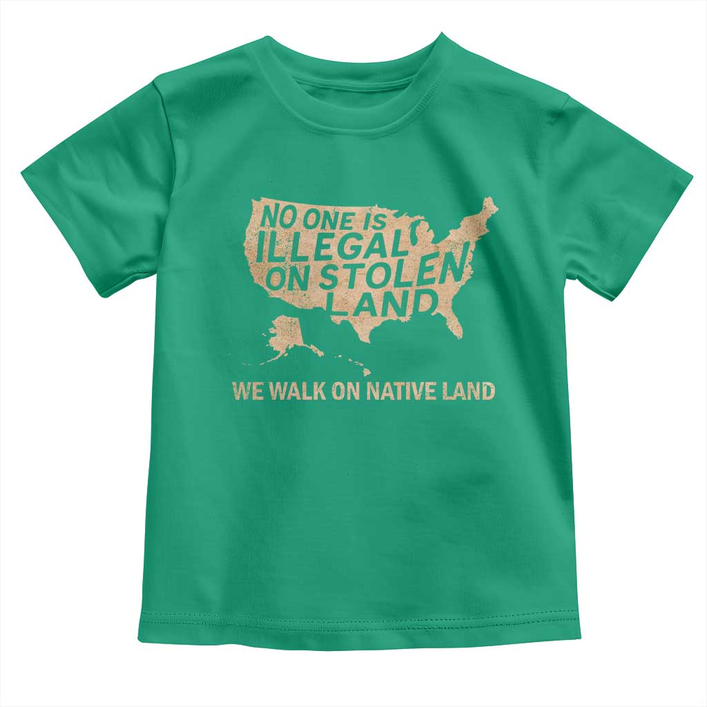 No One Is Illegal On Stolen Land Toddler T Shirt We Walk On Native Land Vintage American Map TS11 Irish Green Print Your Wear