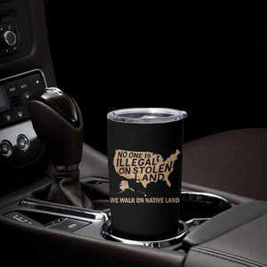 No One Is Illegal On Stolen Land Tumbler Cup We Walk On Native Land Vintage American Map TS11 Print Your Wear