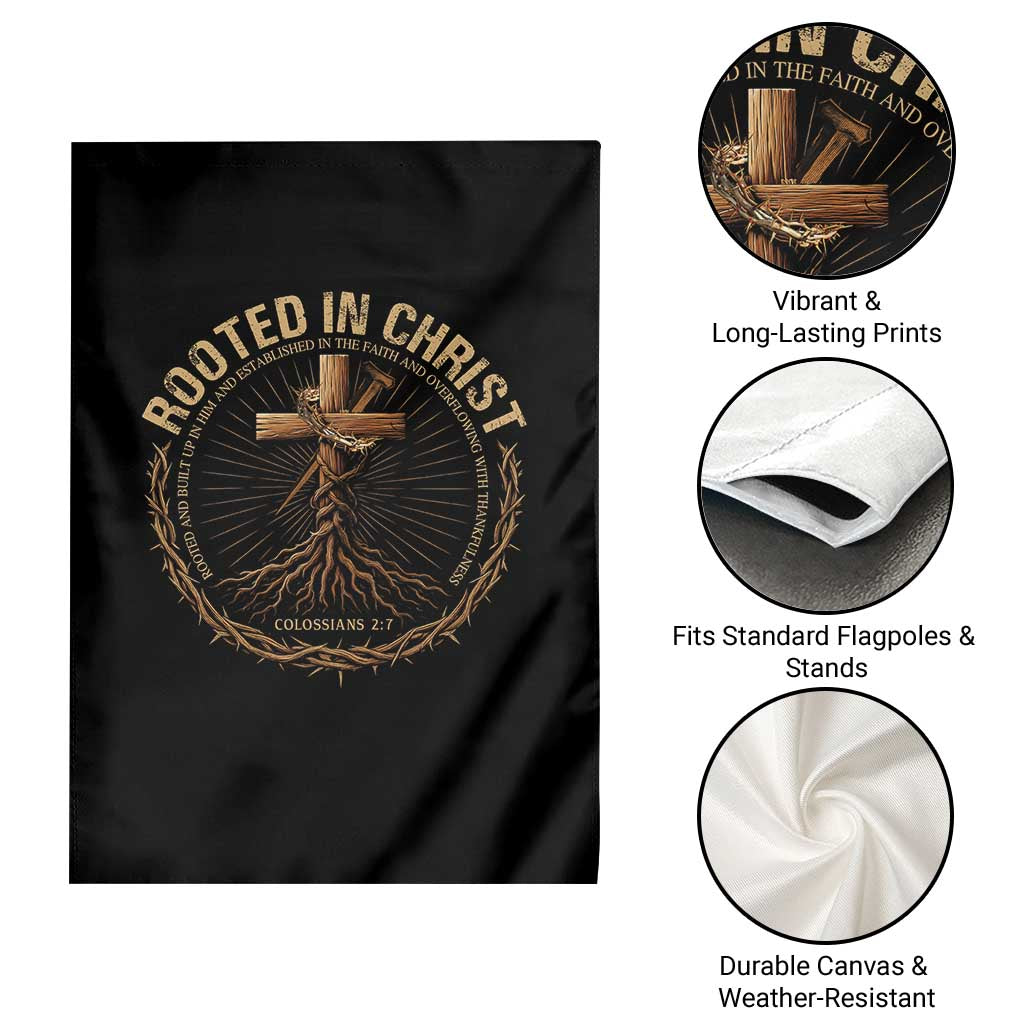 Rooted In Christ Garden Flag Jesus Christian Cross Bible Verse TS11 Print Your Wear