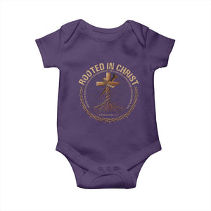 Rooted In Christ Baby Onesie Jesus Christian Cross Bible Verse TS11 Purple Print Your Wear