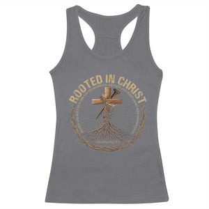 Rooted In Christ Racerback Tank Top Jesus Christian Cross Bible Verse TS11 Charcoal Print Your Wear