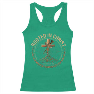 Rooted In Christ Racerback Tank Top Jesus Christian Cross Bible Verse TS11 Irish Green Print Your Wear